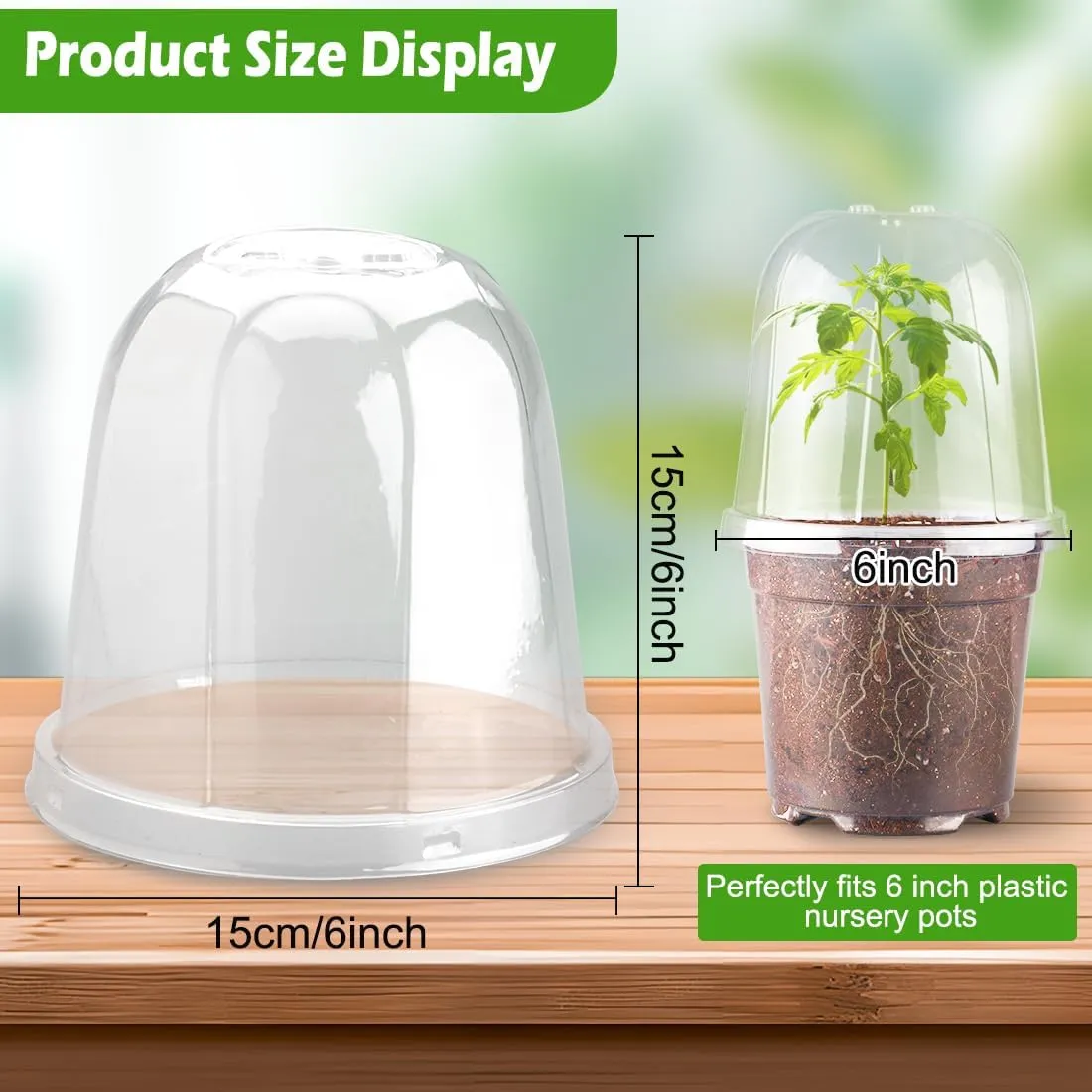 6 Inch Clear Plastic Humidity Dome, 30 Pcs Adjustable Transparent Plant Domes for 6" Seedlings Nursery Pots, Reusable Thick Plastic Grow Dome Cover for Seed Starter Pots Outdoor Gardening Plant Growth