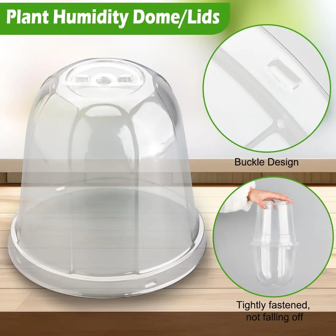 6 Inch Clear Plastic Humidity Dome, 30 Pcs Adjustable Transparent Plant Domes for 6" Seedlings Nursery Pots, Reusable Thick Plastic Grow Dome Cover for Seed Starter Pots Outdoor Gardening Plant Growth