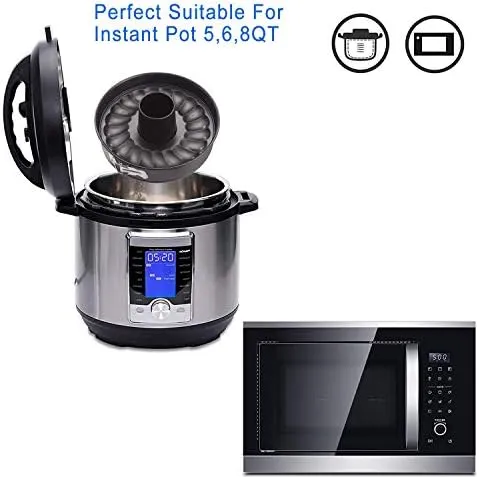 7 Inch Springform and Bundt Pans, Non-stick Cheesecake and Ice-Cream Cake Bakeware,Carbon Steel Tube Pan 2 in 1 with Removable Bottom and Quick-Release Latch for 5,6,8 QT Instant Pot Gray