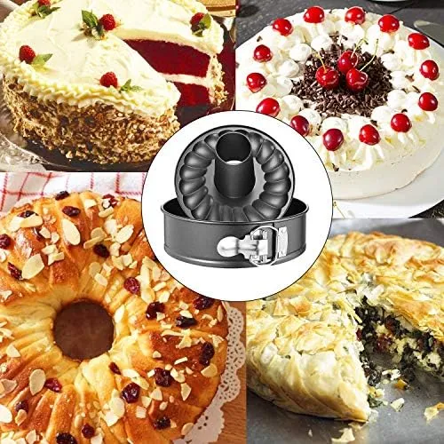 7 Inch Springform and Bundt Pans, Non-stick Cheesecake and Ice-Cream Cake Bakeware,Carbon Steel Tube Pan 2 in 1 with Removable Bottom and Quick-Release Latch for 5,6,8 QT Instant Pot Gray