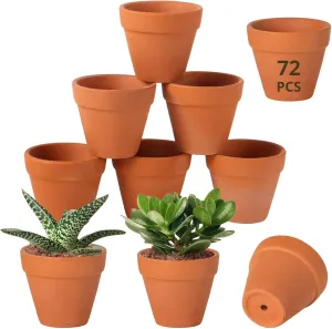 72Pcs Mini Terracotta Pots, 2.17" Succulent Nursery Pots with Drainage Holes, Miniature Cactus Flower Planters, Tiny Clay Terra Cotta Pots for Indoor Outdoor Plants, DIY Crafts