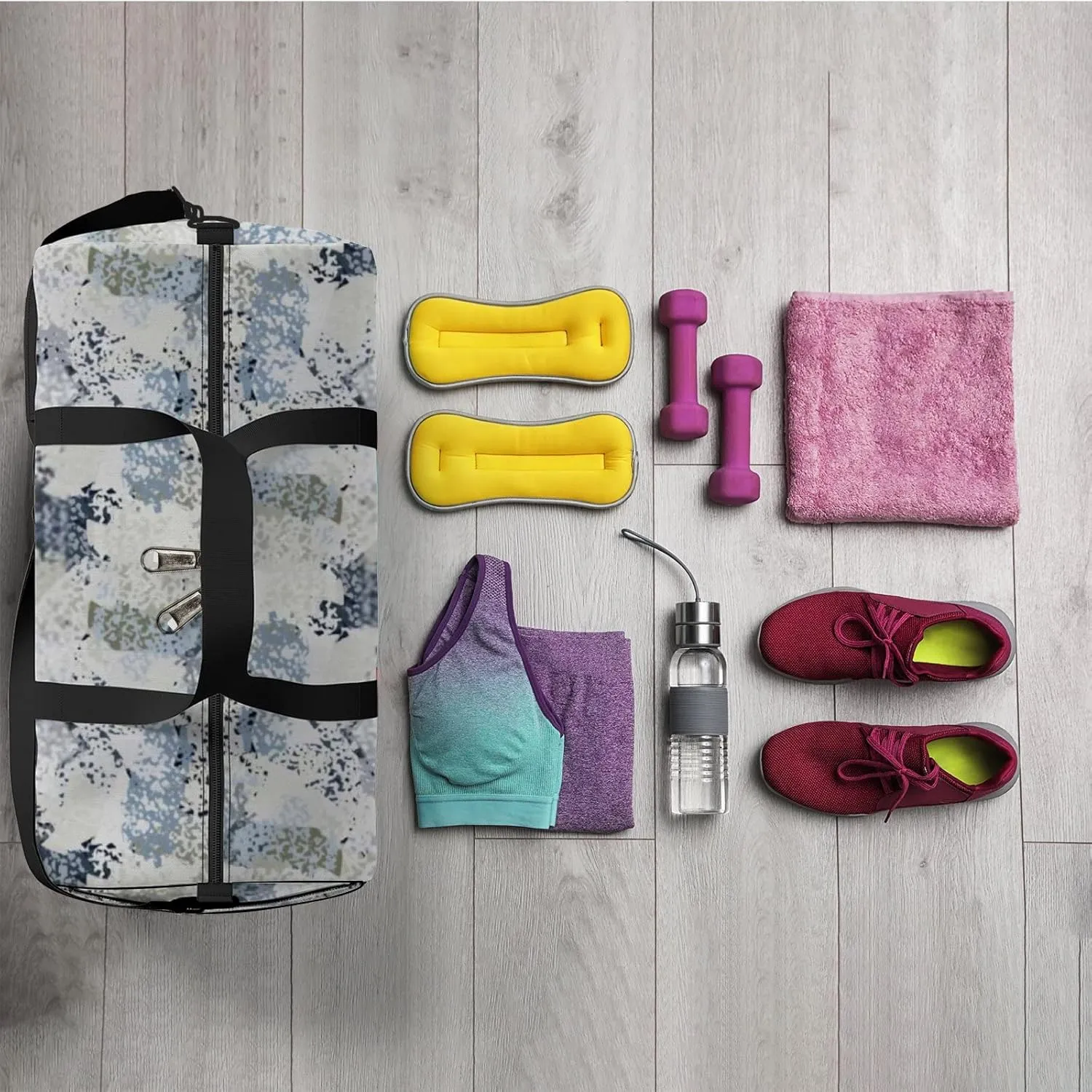 Abstract Art Seamless Pattern Background Texture Sports Bag Tote Bag Waterproof Gym Bag with Shoulder Strap Zipper 2 Side Pockets for Men and Women, Travel and Storage Shoulder Bag.