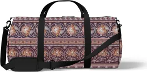 Abstract Ethnic Stripy Floral Ornamental Vector Sports Bag Tote Bag Waterproof Gym Bag with Shoulder Strap Zipper 2 Side Pockets for Men and Women, Travel and Storage Shoulder Bag.