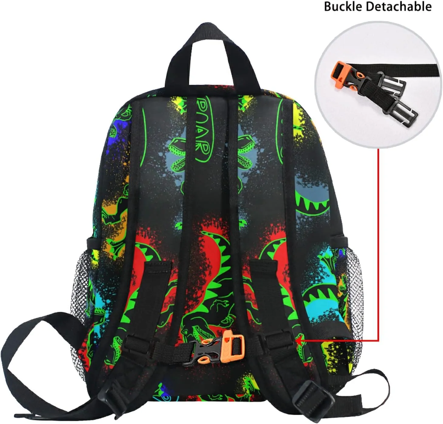 Aflyko Custom Name Roar Neon Dinosaur Kids Backpack for Daycare Bookbag Kindergarten Daypack for Toddler Girls Boys 10" × 4" × 12"
