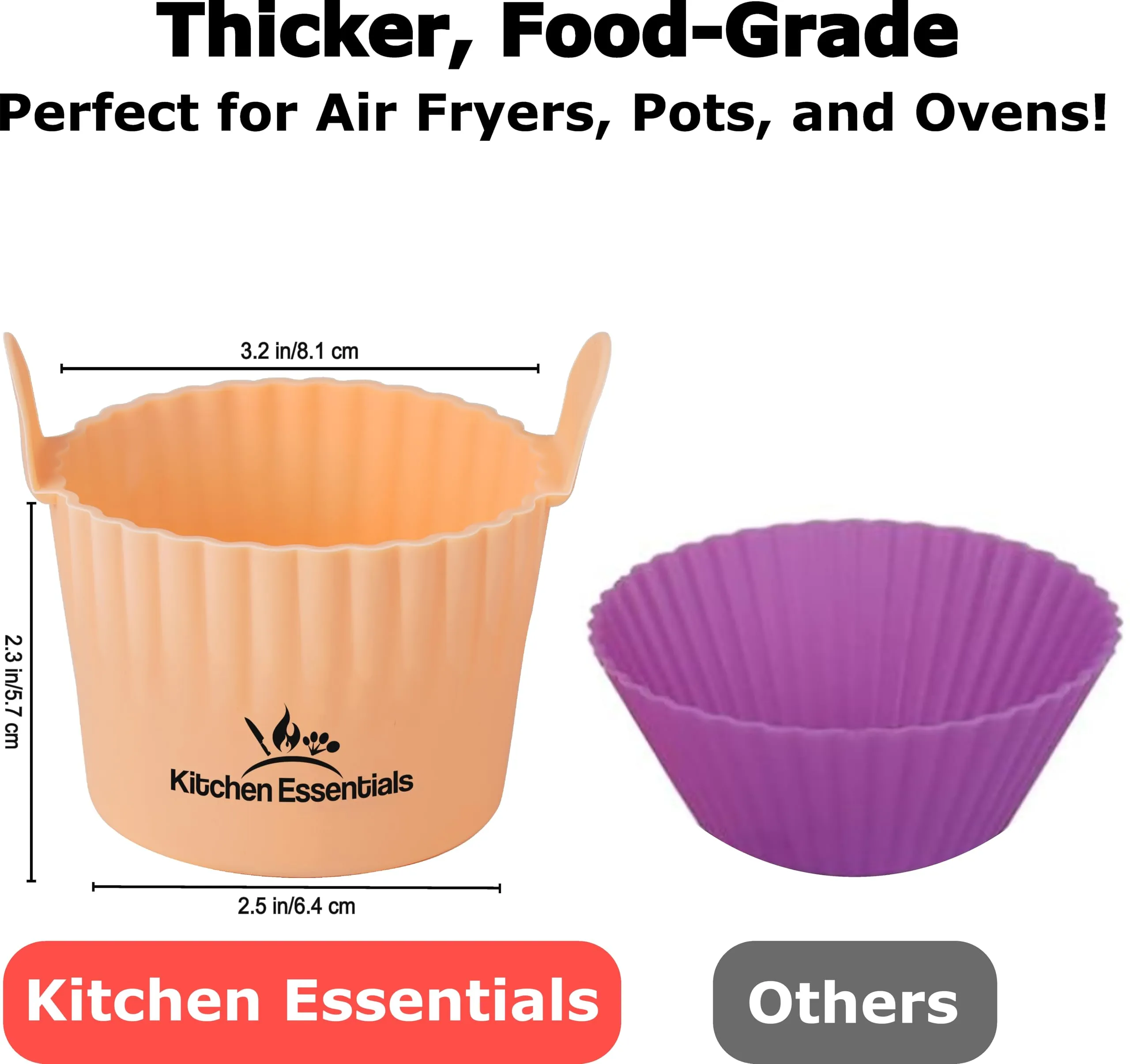 Air Fryer Baking Ramekins – Premium Food-Grade Silicone Mold Cups – Easy Release Nonstick Bakeware Set, 4-Pack for Eggs, Muffins, Cupcakes, Puddings, Tarts, Custards, and More!