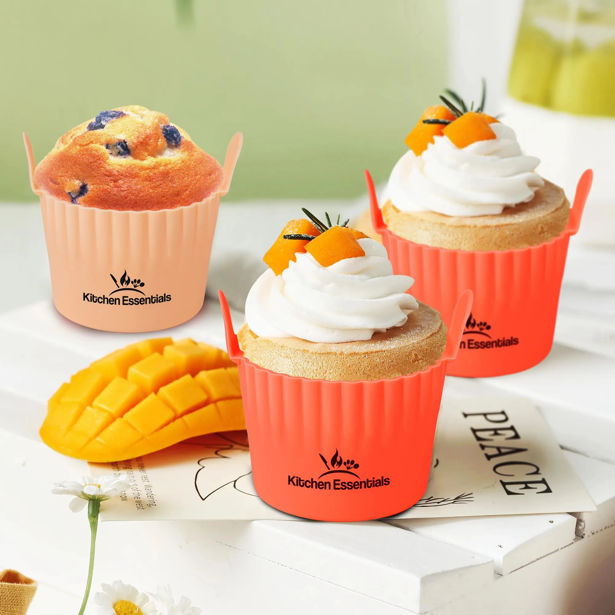 Air Fryer Baking Ramekins – Premium Food-Grade Silicone Mold Cups – Easy Release Nonstick Bakeware Set, 4-Pack for Eggs, Muffins, Cupcakes, Puddings, Tarts, Custards, and More!