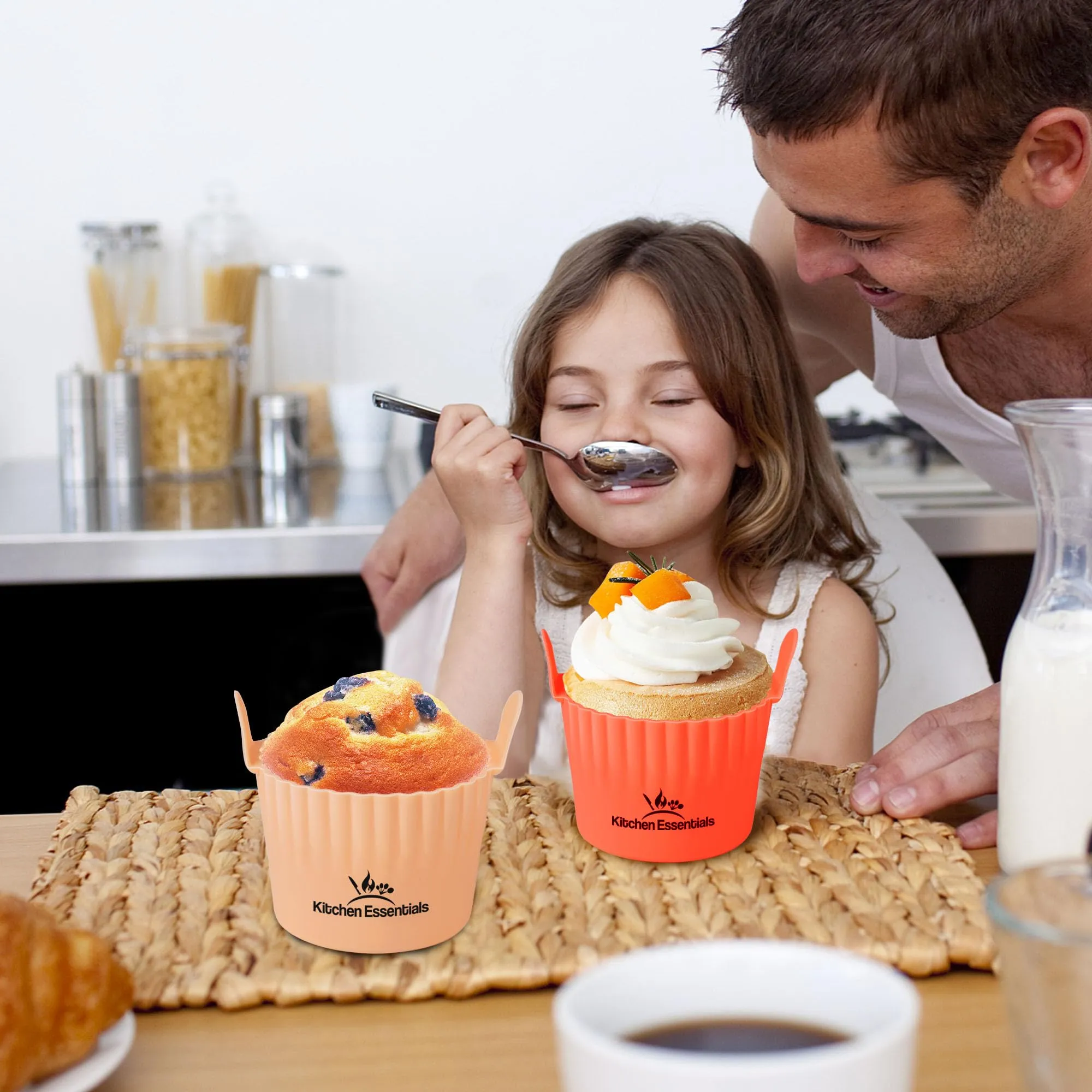 Air Fryer Baking Ramekins – Premium Food-Grade Silicone Mold Cups – Easy Release Nonstick Bakeware Set, 4-Pack for Eggs, Muffins, Cupcakes, Puddings, Tarts, Custards, and More!