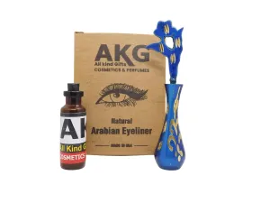 AKG Natural Arabian Eyeliner In Handmade Eyeliner Pot, Pocket Eyeliner, Organic Smudgeproof Waterproof, Long Lasting, Made in USA (Blue)