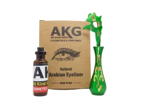 AKG Natural Arabian Eyeliner In Handmade Eyeliner Pot, Pocket Eyeliner, Organic Smudgeproof Waterproof, Long Lasting, Made in USA (Green)
