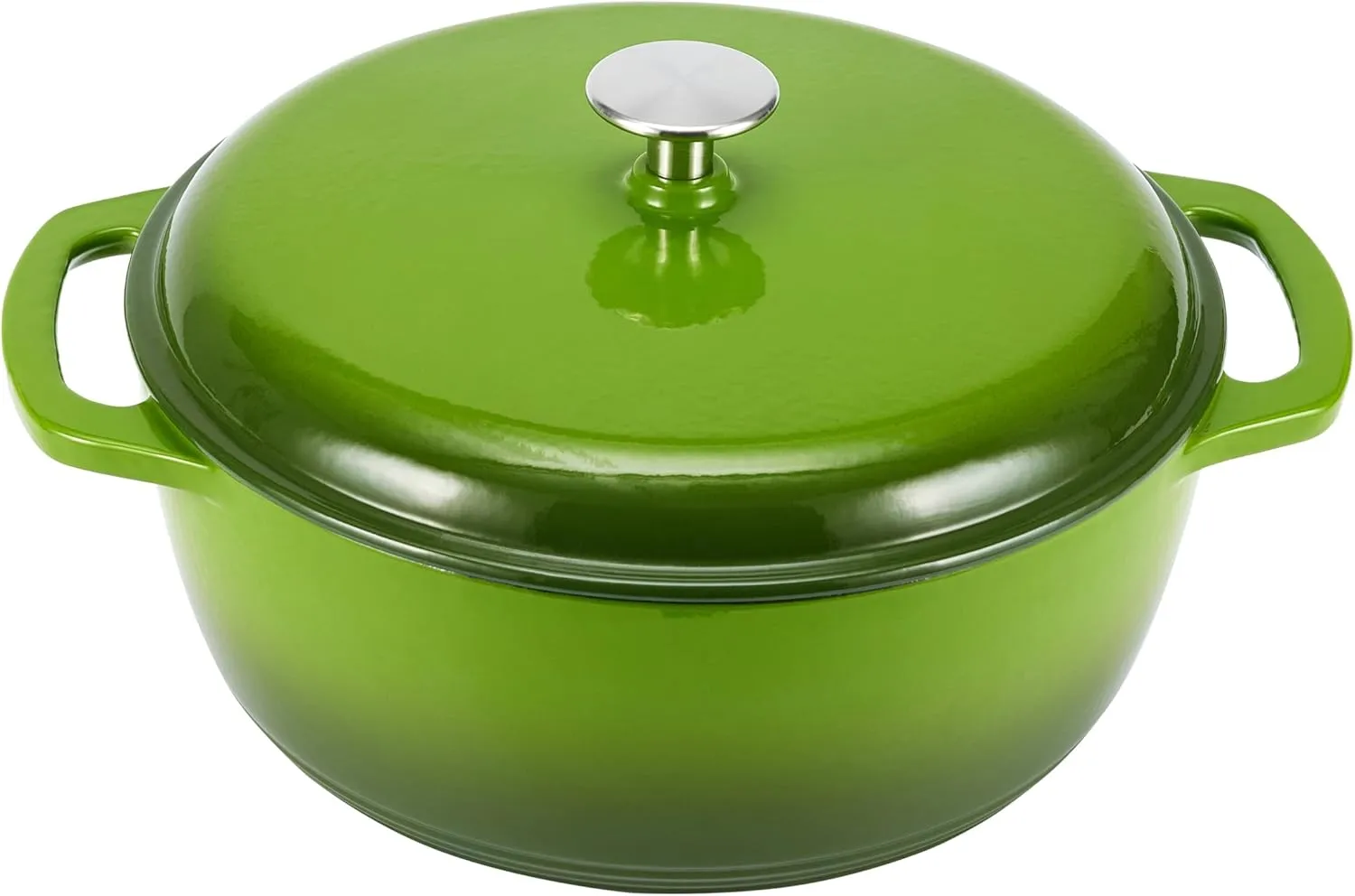 Amazon Basics Cast Iron Dutch Oven Pot with Lid, Enameled, Round, Dual Handles, Heavy-Duty, Small, 4.3-Quart, Green