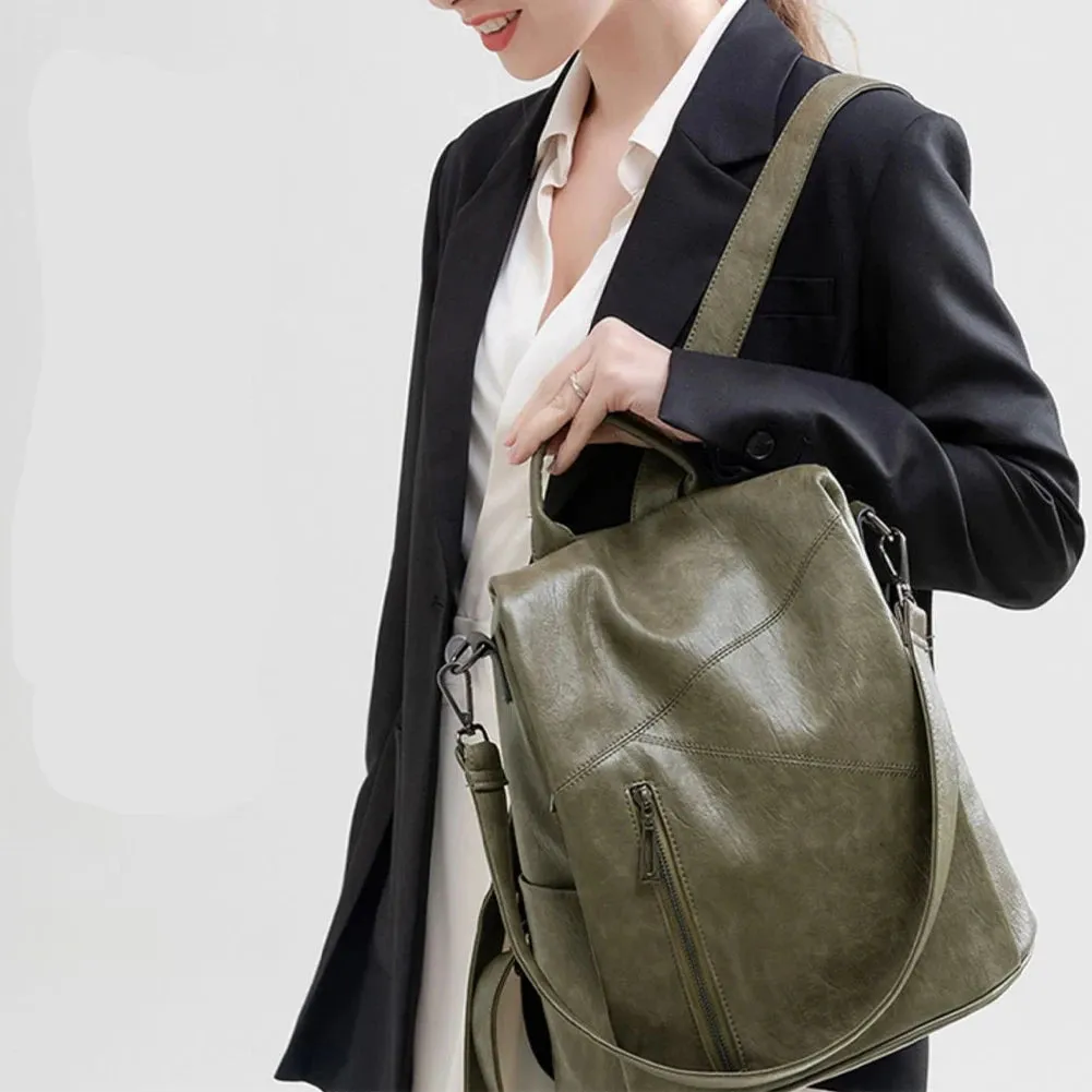 Anti-Theft Ladies Leather Backpack