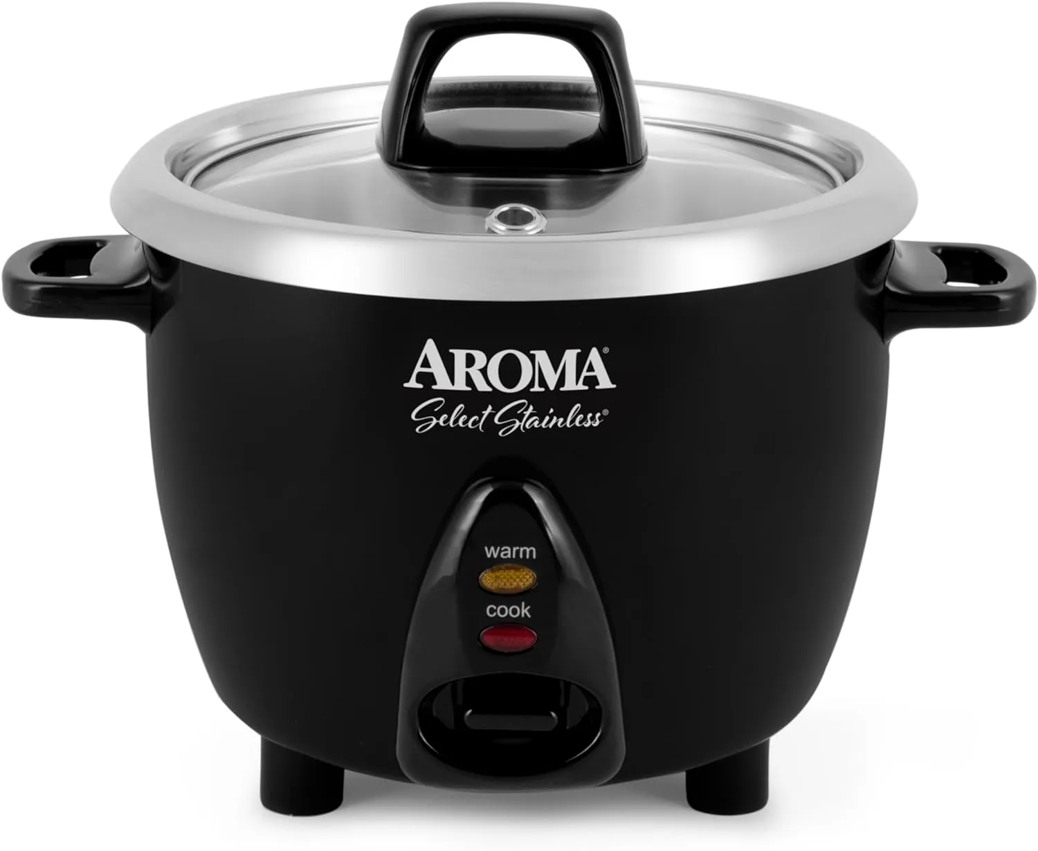 Aroma Housewares Select Stainless Rice Cooker & Warmer with Uncoated Inner Pot, 3-Cup(uncooked)/6-Cup(cooked)/ 1.2Qt, ARC-753SGB, Black