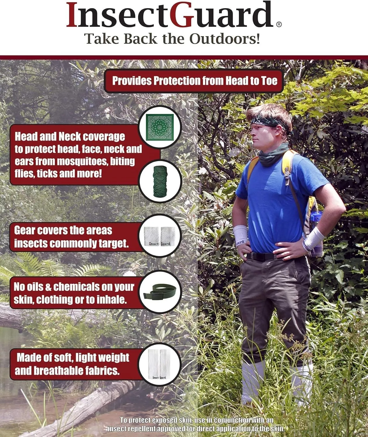 $averPak BodyForge & InsectGuard Permethrin Treated Mosquitoes, Flies, Ticks & More Insect Repellent Tube Bandanna Neck Gaiter Headband (Camouflage)