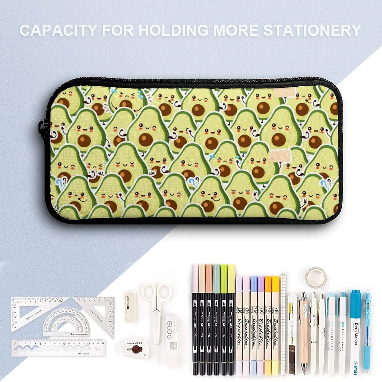 Avocado Backpack with Lunch Box & Pencil Case for Kids Girls Boys School, 16 Inch Cute Avocado Bookbag, School Backpack for Students Children, Lightweight, Large Capacity
