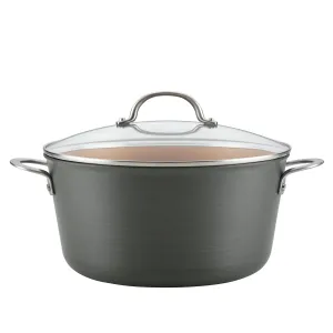 Ayesha Curry Home Collection Hard Anodized Nonstick Stock Pot/Stockpot with Lid, 10 Quart, Charcoal Gray