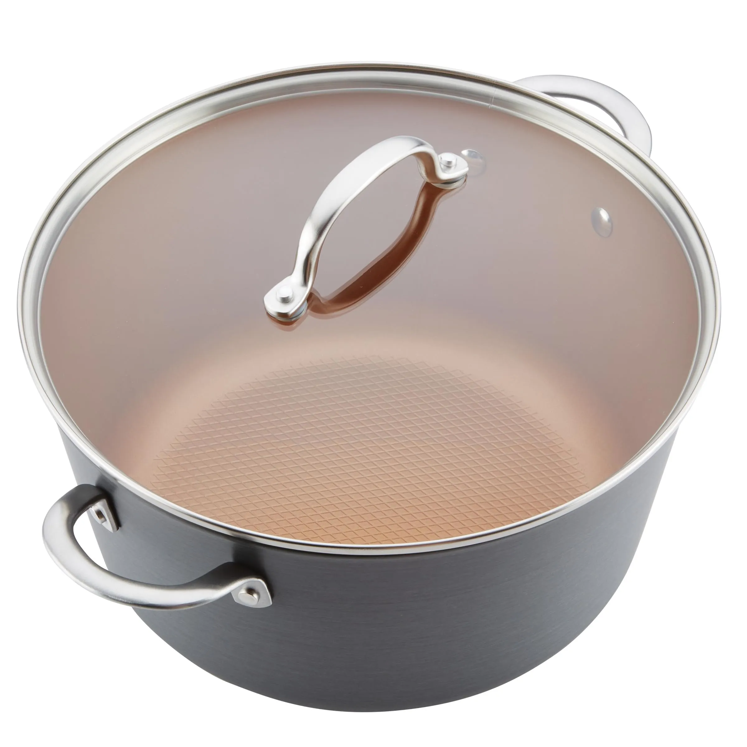 Ayesha Curry Home Collection Hard Anodized Nonstick Stock Pot/Stockpot with Lid, 10 Quart, Charcoal Gray