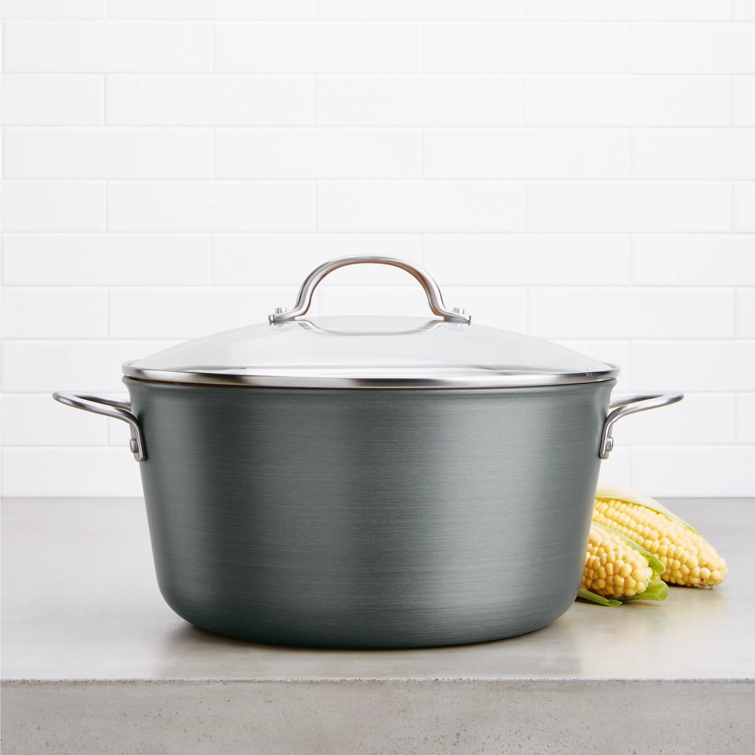 Ayesha Curry Home Collection Hard Anodized Nonstick Stock Pot/Stockpot with Lid, 10 Quart, Charcoal Gray