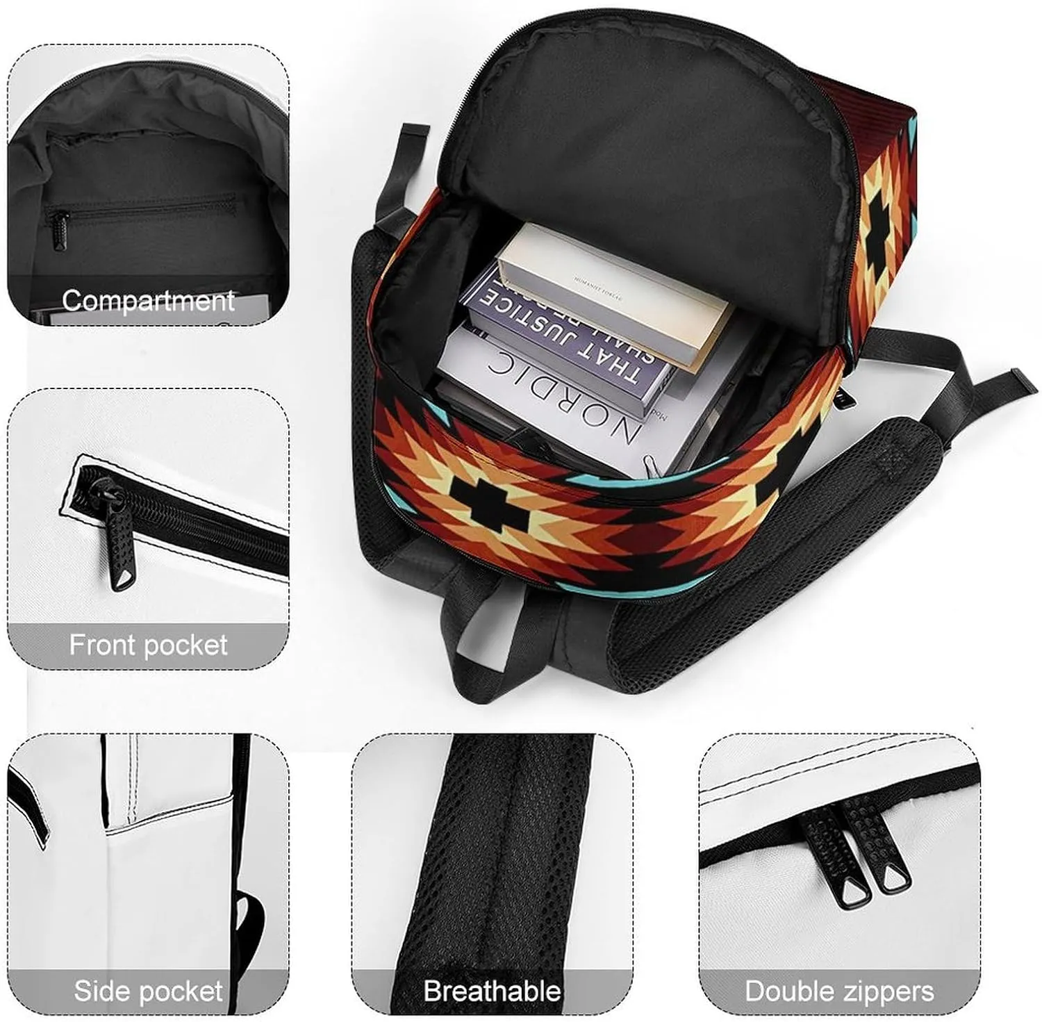 Aztec Tribal Durable And Stylish Semi Full Print Backpack