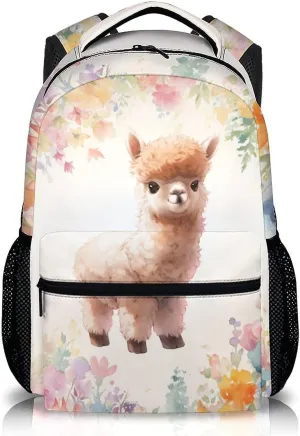 Backpack for Kids, Cute Alpaca Bookbag, 17 Inch Casual Kids Schoolbag for Gift, Large Capacity Bookbag for Preschool Elementary Kindergarten School Picnic