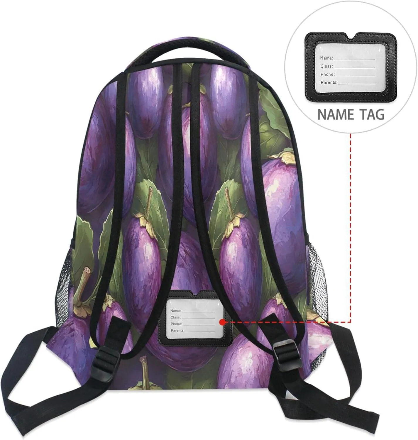 Backpack for Teacher Nurse Waterproof Stylish Travel Bags with Chest Strap Gift Men & Women Eggplant Danish Style
