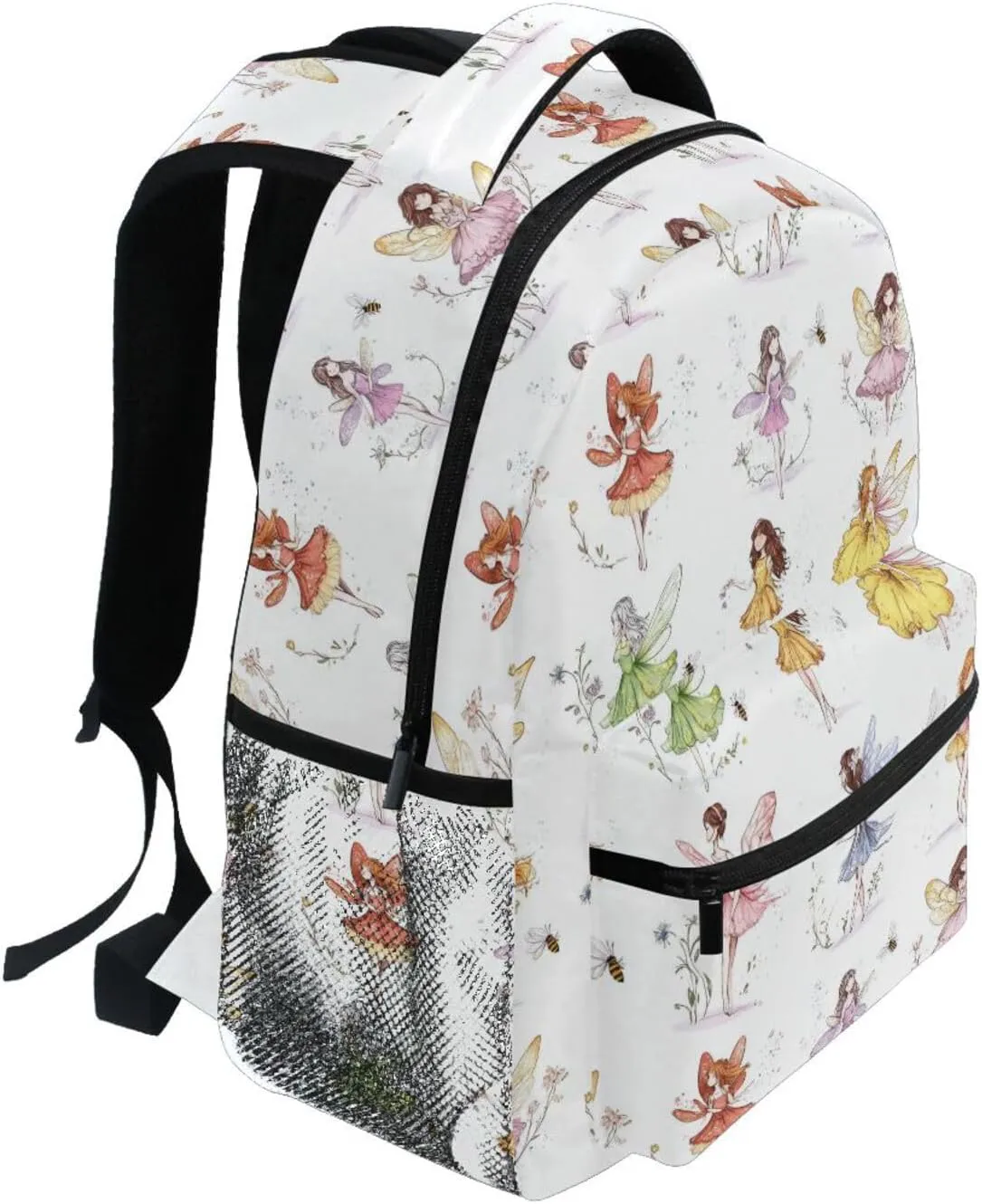 Backpack for Teenager Waterproof School Book Bag with Chest Strap for College Work Cartoon Sweet Fairy
