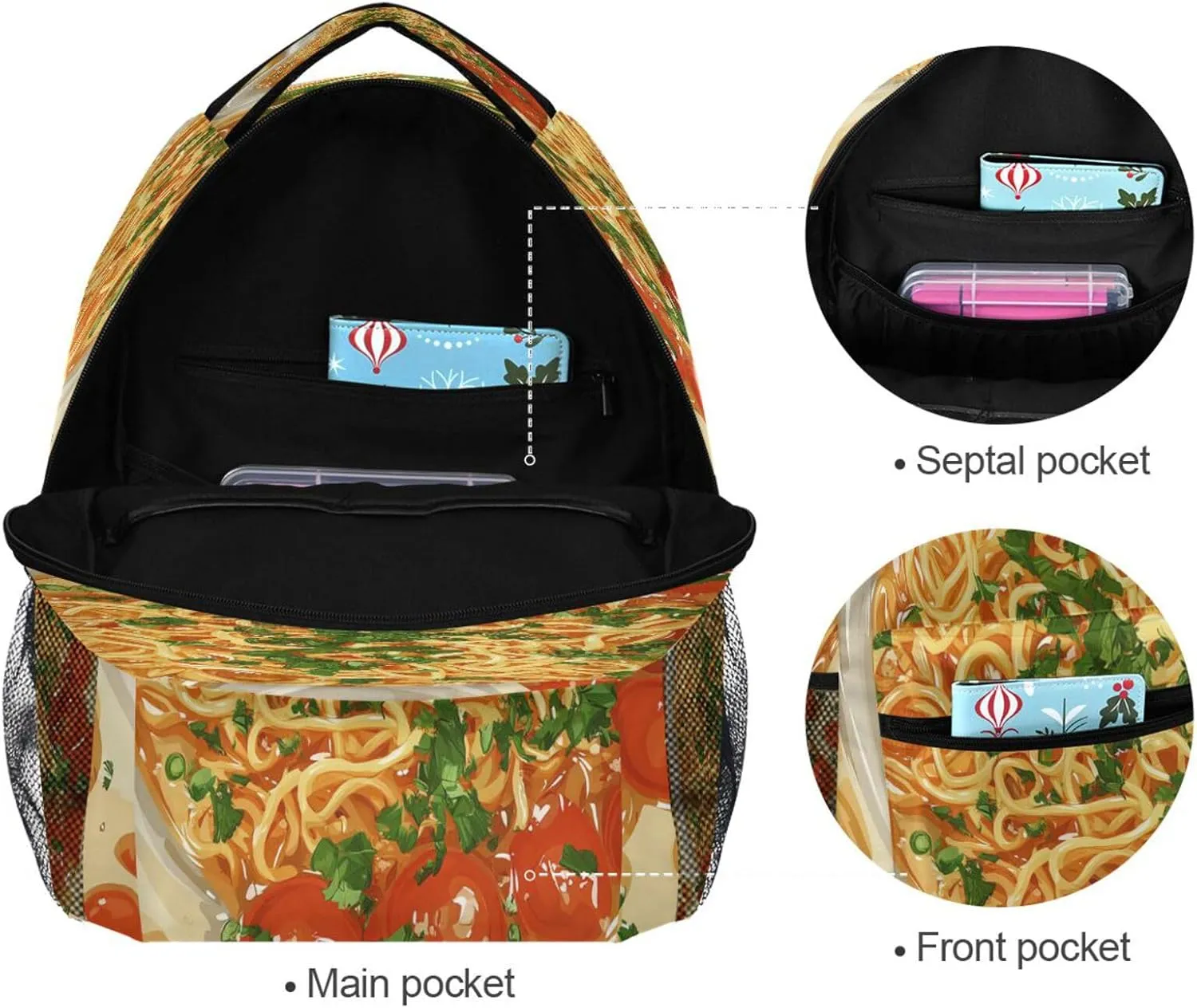 Backpack for Teens Boys Girls Fashion Outdoor Backpack with Chest Strap for Business Work College Travel Trip Instant Noodles Cape Cod Style