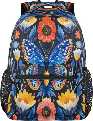 Backpack for Women Men, Waterproof Vintage Butterfly Casual Back Pack, Lightweight Colorful Butterflies Daypack Bag for Travel Camping Work