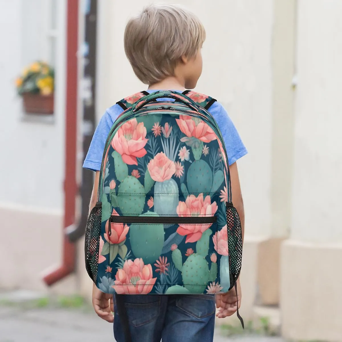 Backpack for Women Men, Waterproof Western Tropical Desert Succulent Plant Casual Back Pack, Lightweight Wild Cactus Flowers Daypack Bag for Travel Camping Work