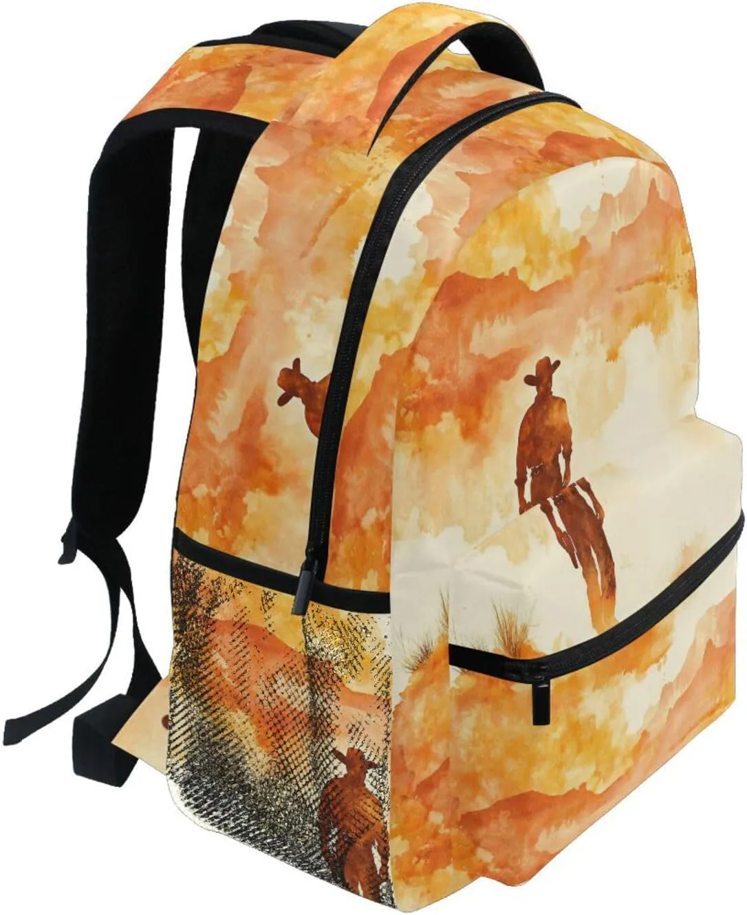 Backpacks for Men Women Fashion School Book Bag with Chest Strap for College Work Western Cowboy Boots Cowboy Vast Desert