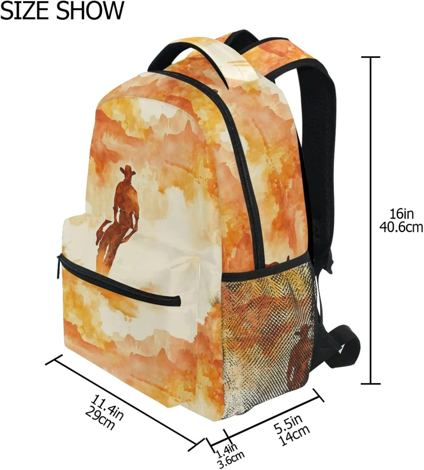 Backpacks for Men Women Fashion School Book Bag with Chest Strap for College Work Western Cowboy Boots Cowboy Vast Desert
