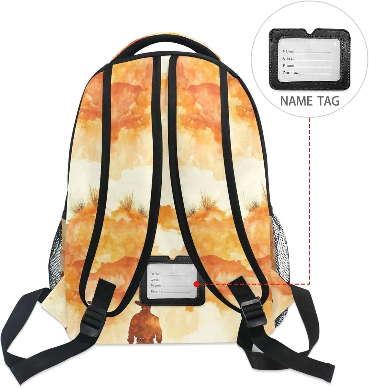 Backpacks for Men Women Fashion School Book Bag with Chest Strap for College Work Western Cowboy Boots Cowboy Vast Desert