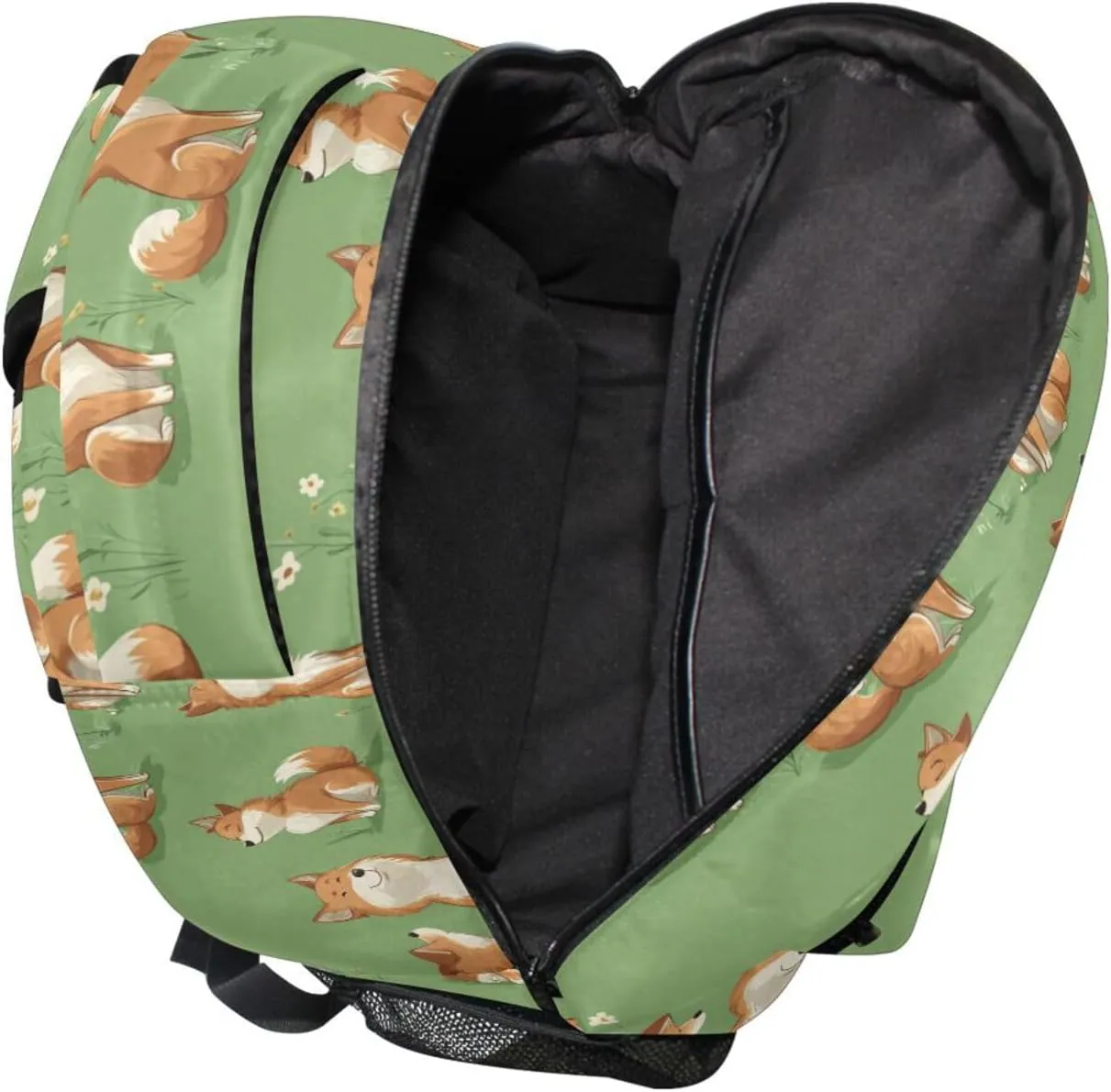 Backpacks for Teens Boys Girls Fashion School Book Bag with Chest Strap for College Work Cartoon Sweet Fox Green