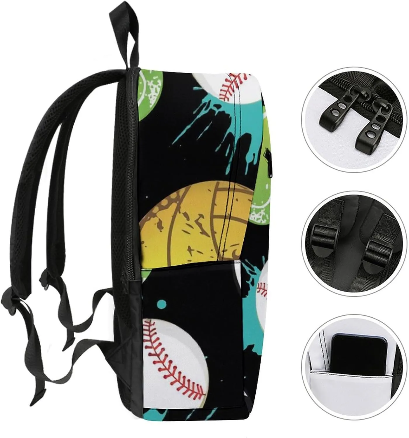 Ball Sport Durable And Stylish Semi Full Print Backpack