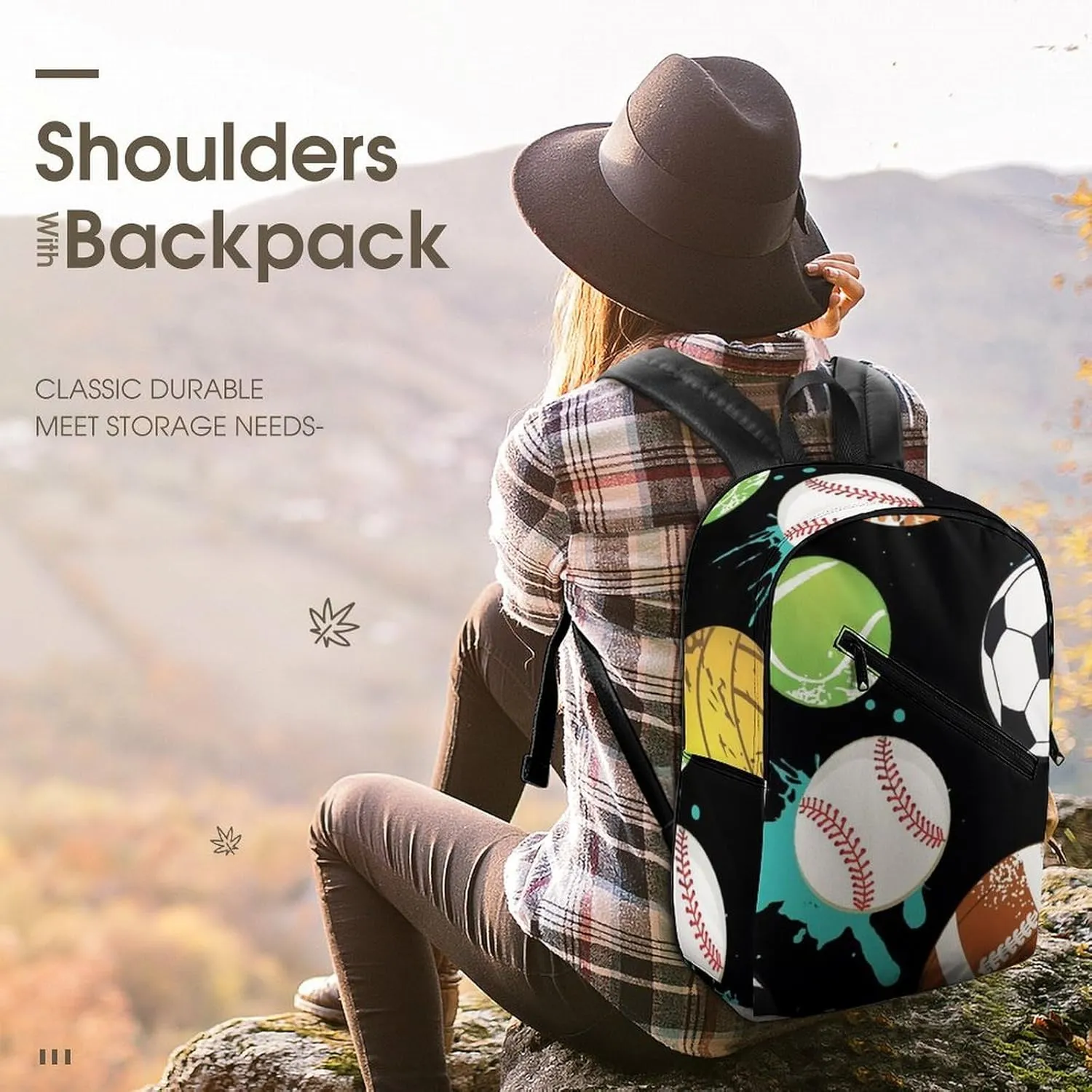 Ball Sport Durable And Stylish Semi Full Print Backpack