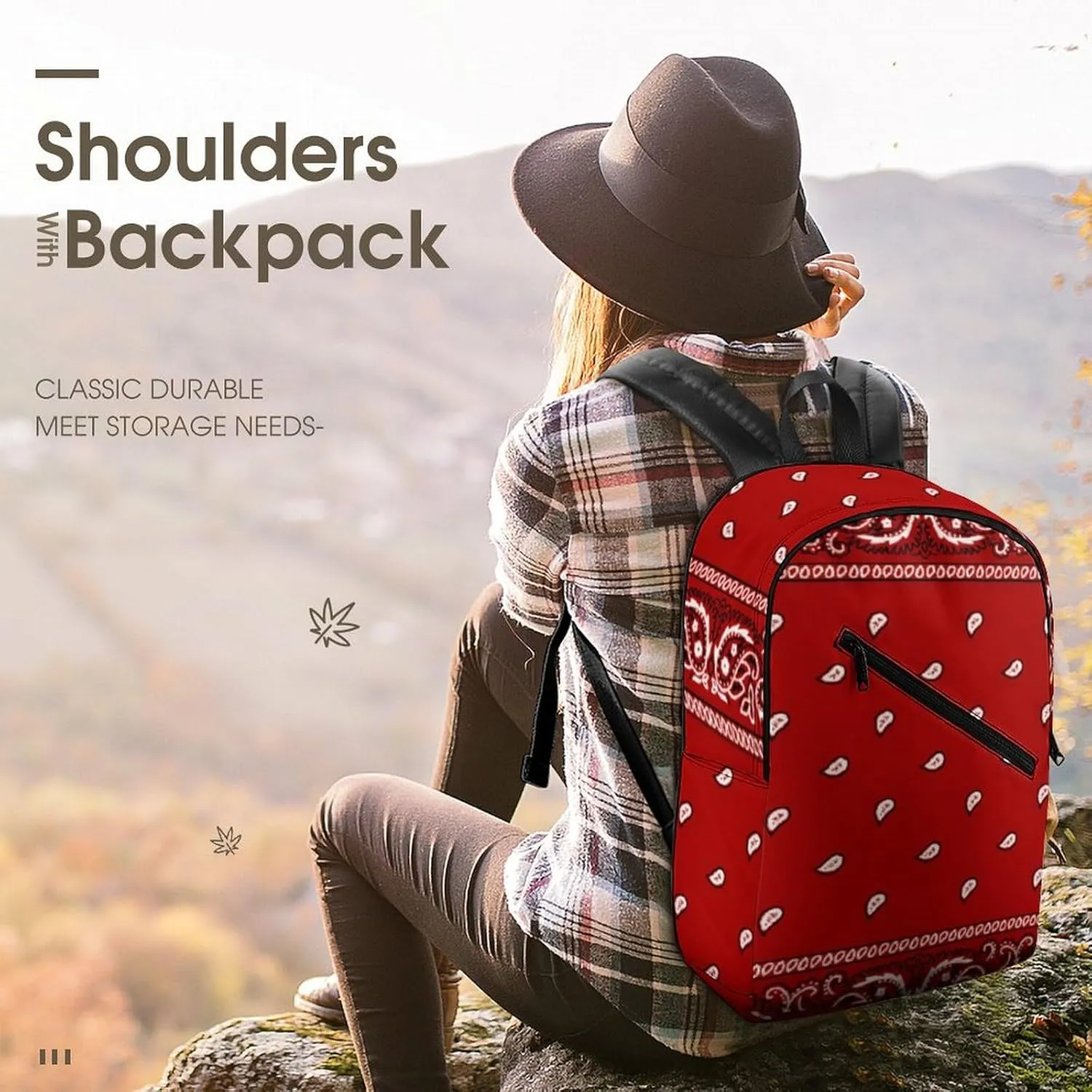 Bandana Red Durable And Stylish Semi Full Print Backpack