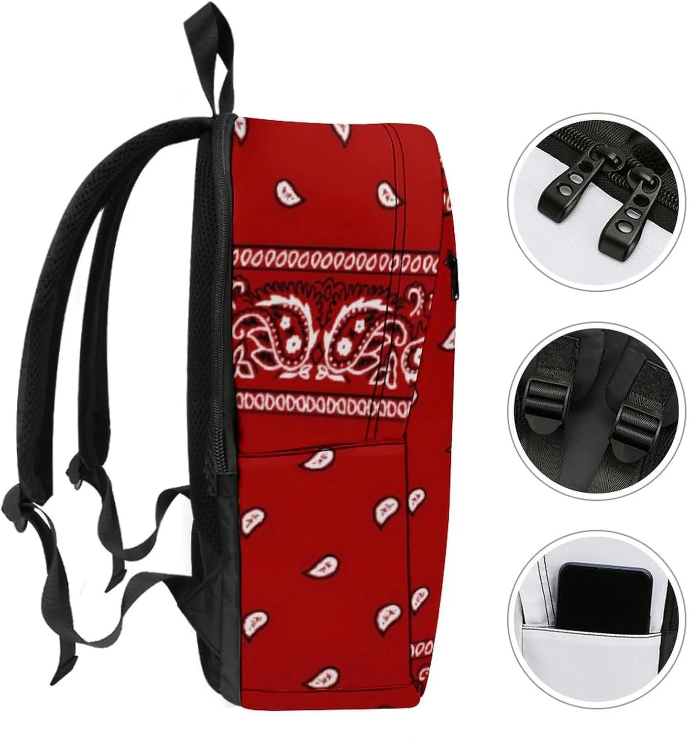 Bandana Red Durable And Stylish Semi Full Print Backpack