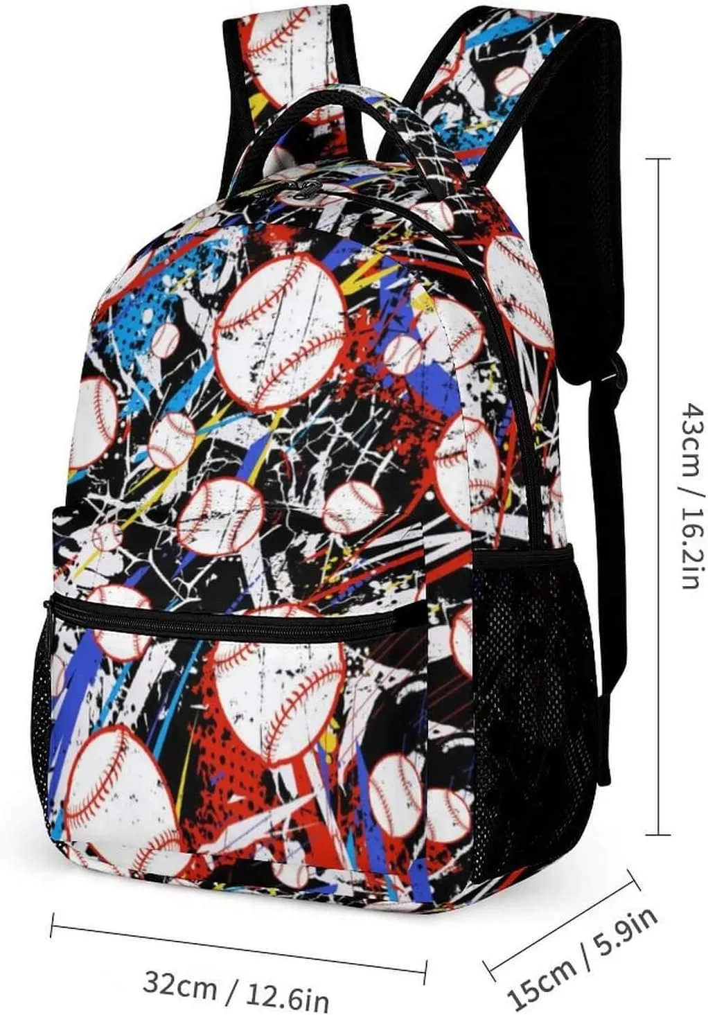 Baseball Backpack with Lunch Box & Pencil Case for Kids Girls Boys School, 16 Inch Cool Baseball Bookbag, School Backpack for Students Children, sustainable, Lightweight, Large Capacity