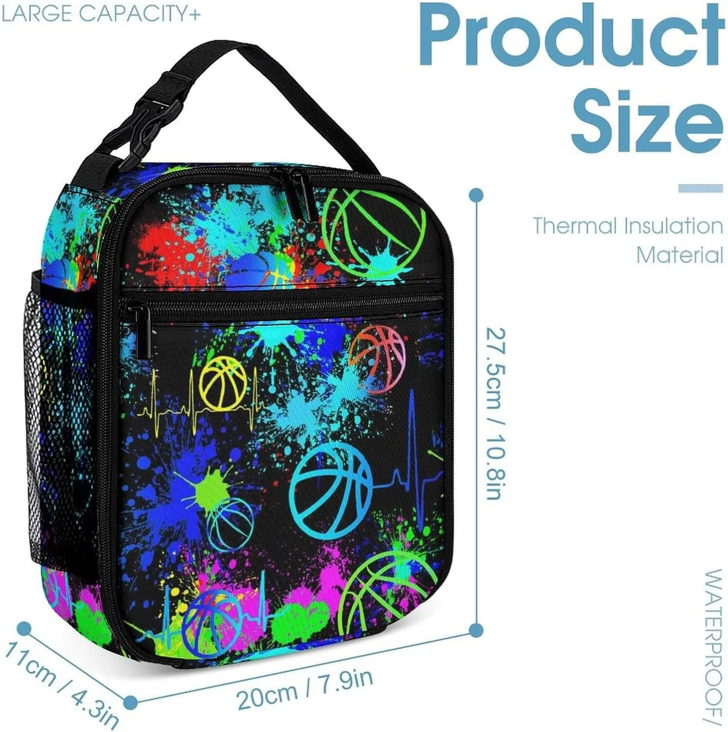 Basketball Backpack with Lunch Box & Pencil Case for Kids Girls Boys School, 16 Inch Cool Basketball Bookbag, School Backpack for Students Children, sustainable, Lightweight, Large Capacity