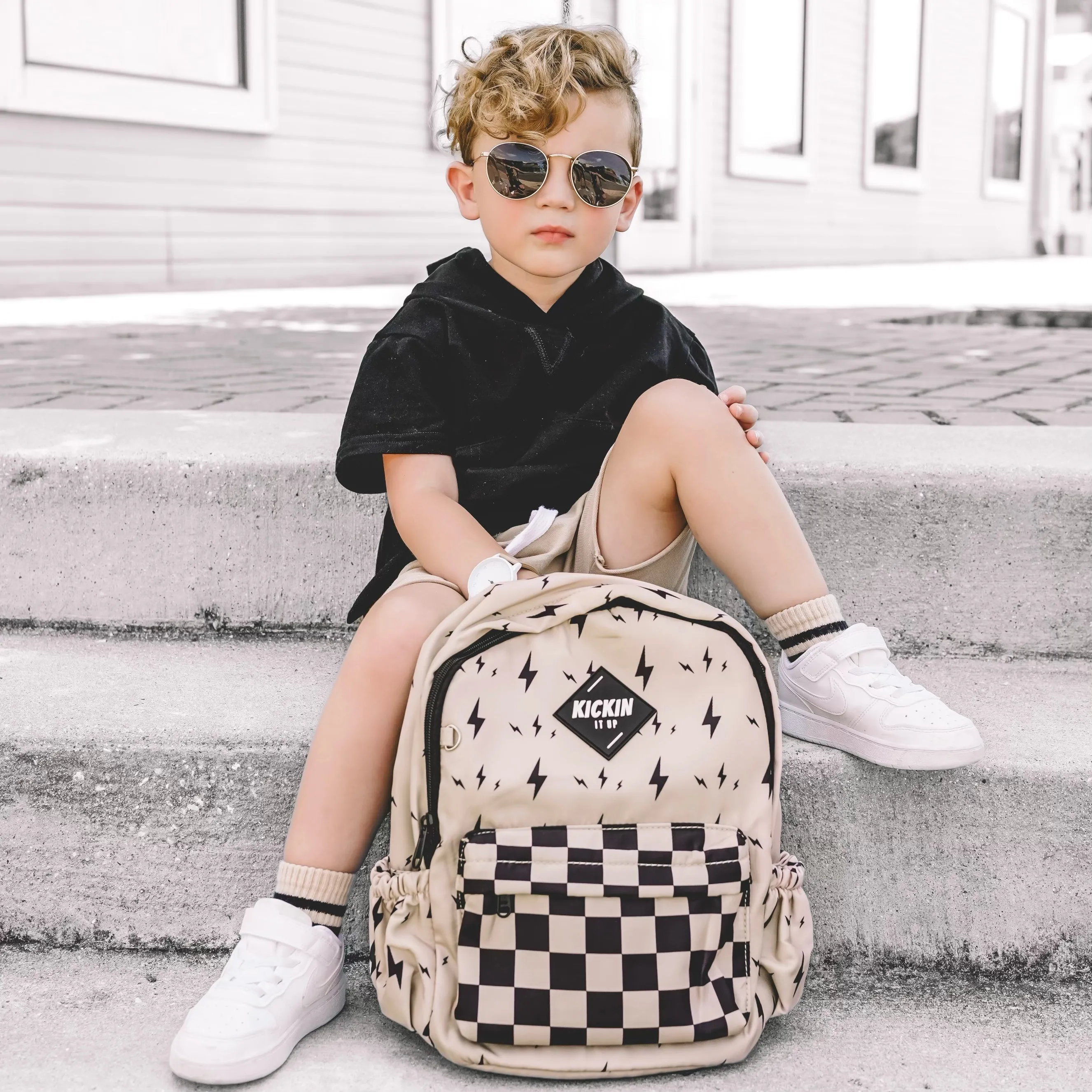 Beige Bolt Mid-Size Backpack
