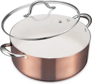 BEZIA 8 Quart Nonstick Cooking Pot with Lid, Induction Stock Pot for All Stovetops, Oven Safe