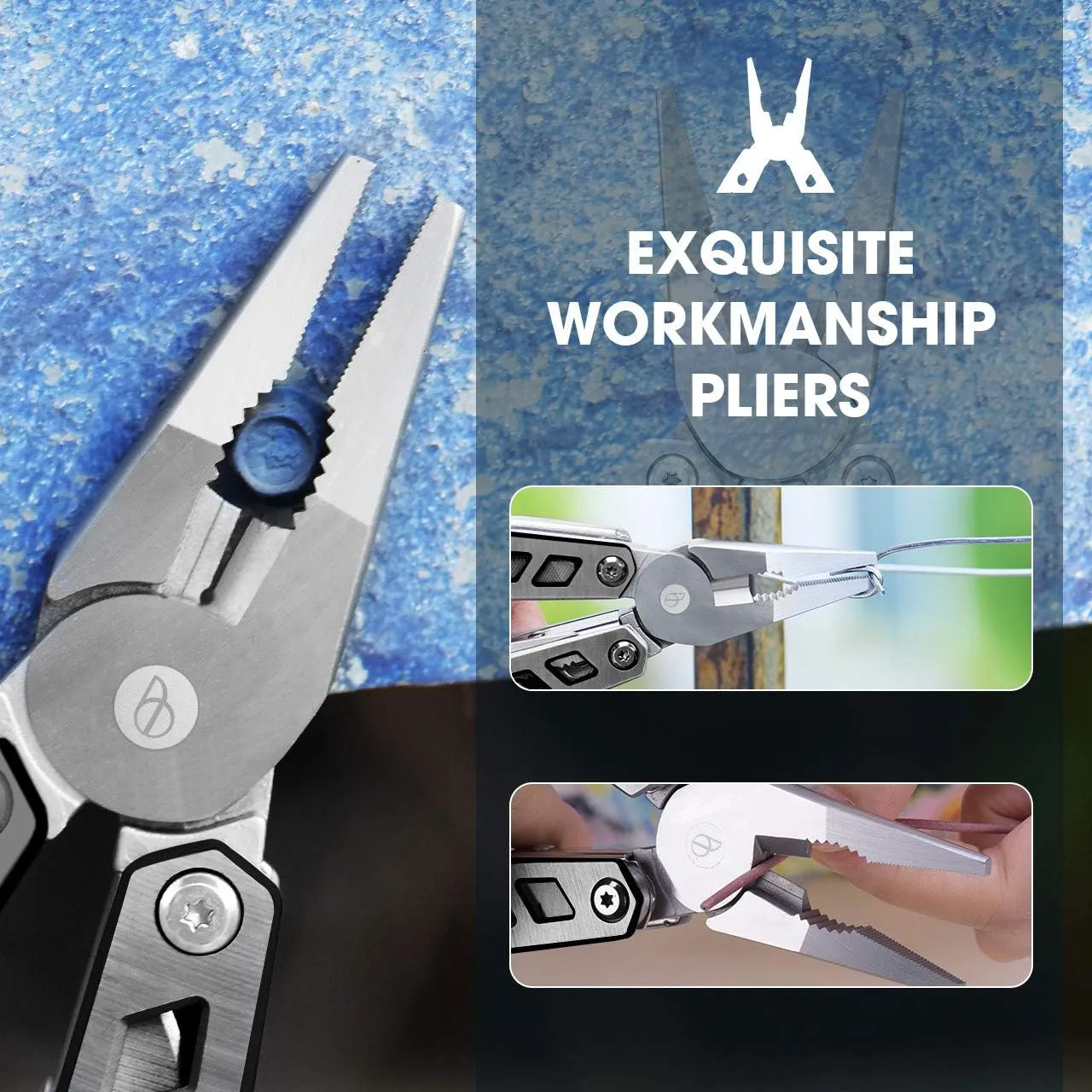 BIBURY 21-in-1 Multitool Pliers, Multi-Purpose Pocket Knife Pliers with Screwdriver Sleeve, 420 Foldable Stainless Steel Safety Locking Design Multi-tool for Survival, Camping, Fishing and Home Repair