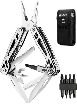 BIBURY 21-in-1 Multitool Pliers, Multi-Purpose Pocket Knife Pliers with Screwdriver Sleeve, 420 Foldable Stainless Steel Safety Locking Design Multi-tool for Survival, Camping, Fishing and Home Repair