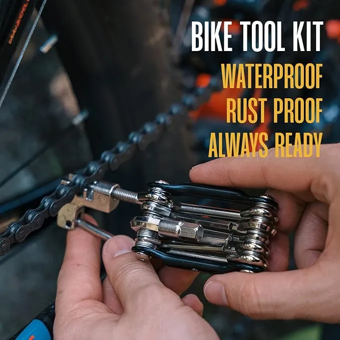 Bike Multitool - Bike Tool Kit -12 In 1 Lightweight Stainless Steel Bicycle Multi tool - Safety Locking, Survival Gear With Hex Key, Screwdriver, Chain Cutting Tool by Hayvenhurst