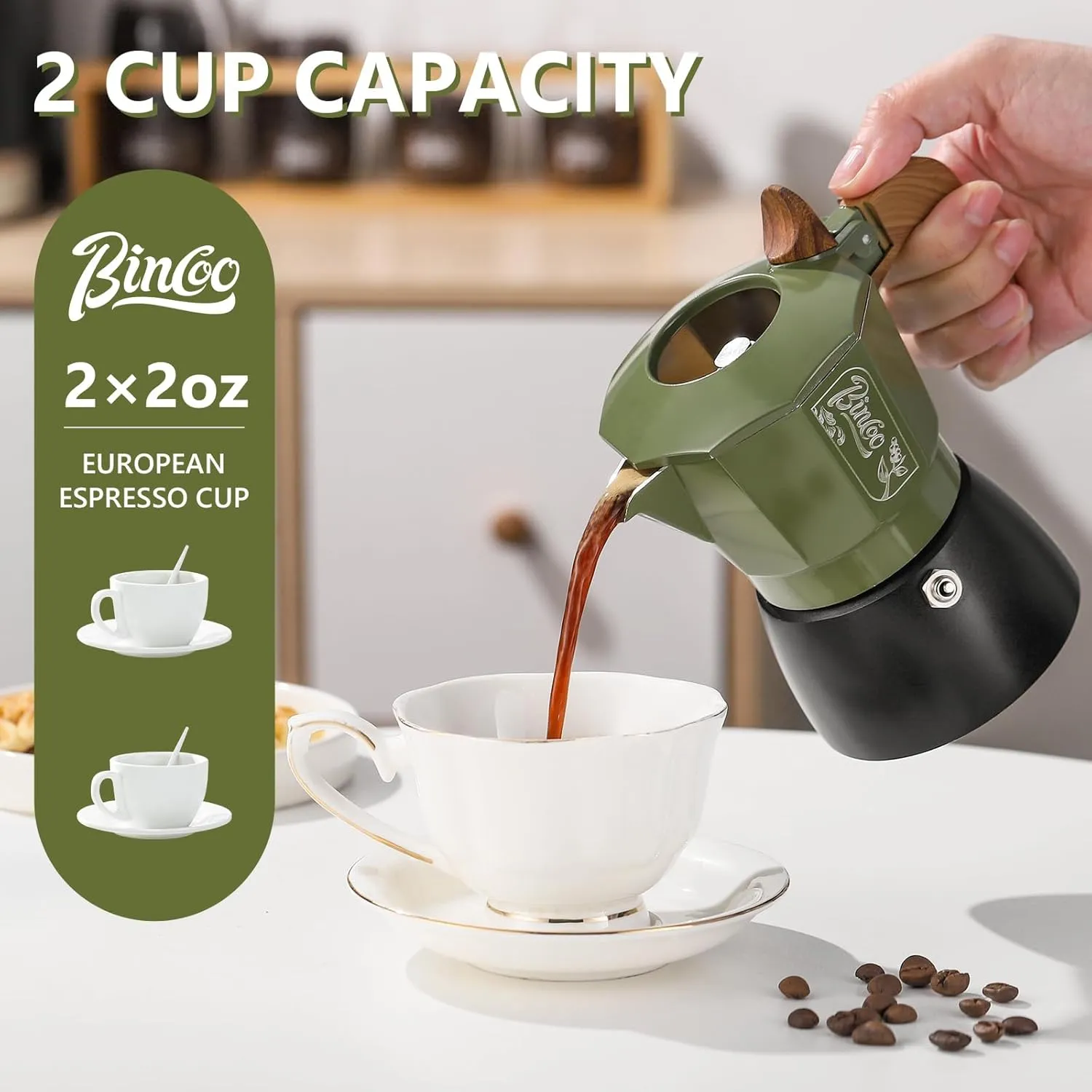 Bincoo Small Espresso Maker Stovetop, 2 Cups Moka Pot Espresso Pot Stovetop,120ml Italian Coffee maker for Cappuccino Latte,Cafetera Cubana