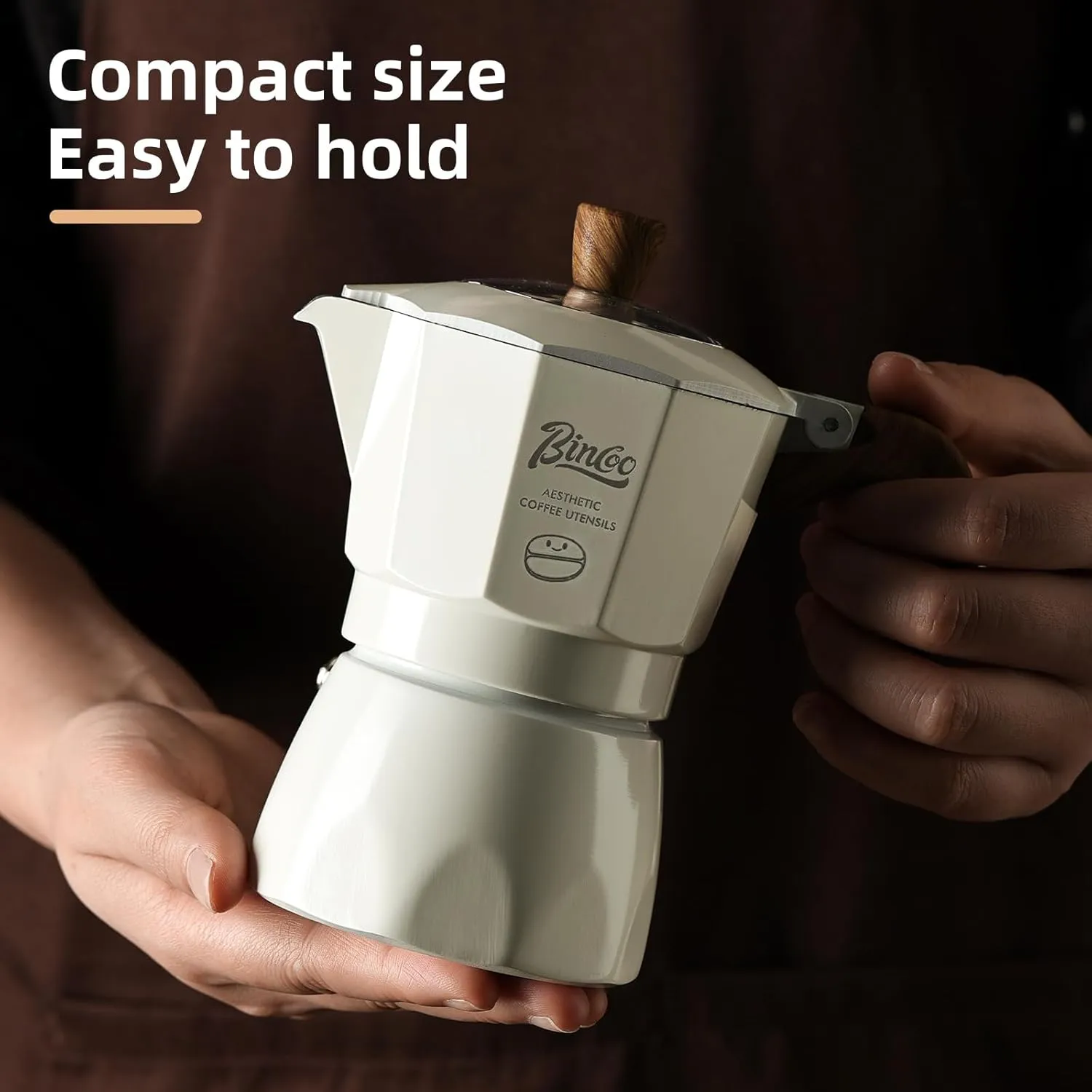 Bincoo Stovetop Espresso Coffee Maker, 2 Cups Aluminum Moka Pot Coffee Pot Coffee Maker for Camping Travel (White)