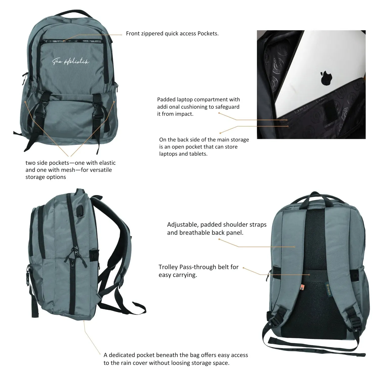 Blink Stylish Backpack | Laptop Compartment | Rain Cover | Multiple Pockets