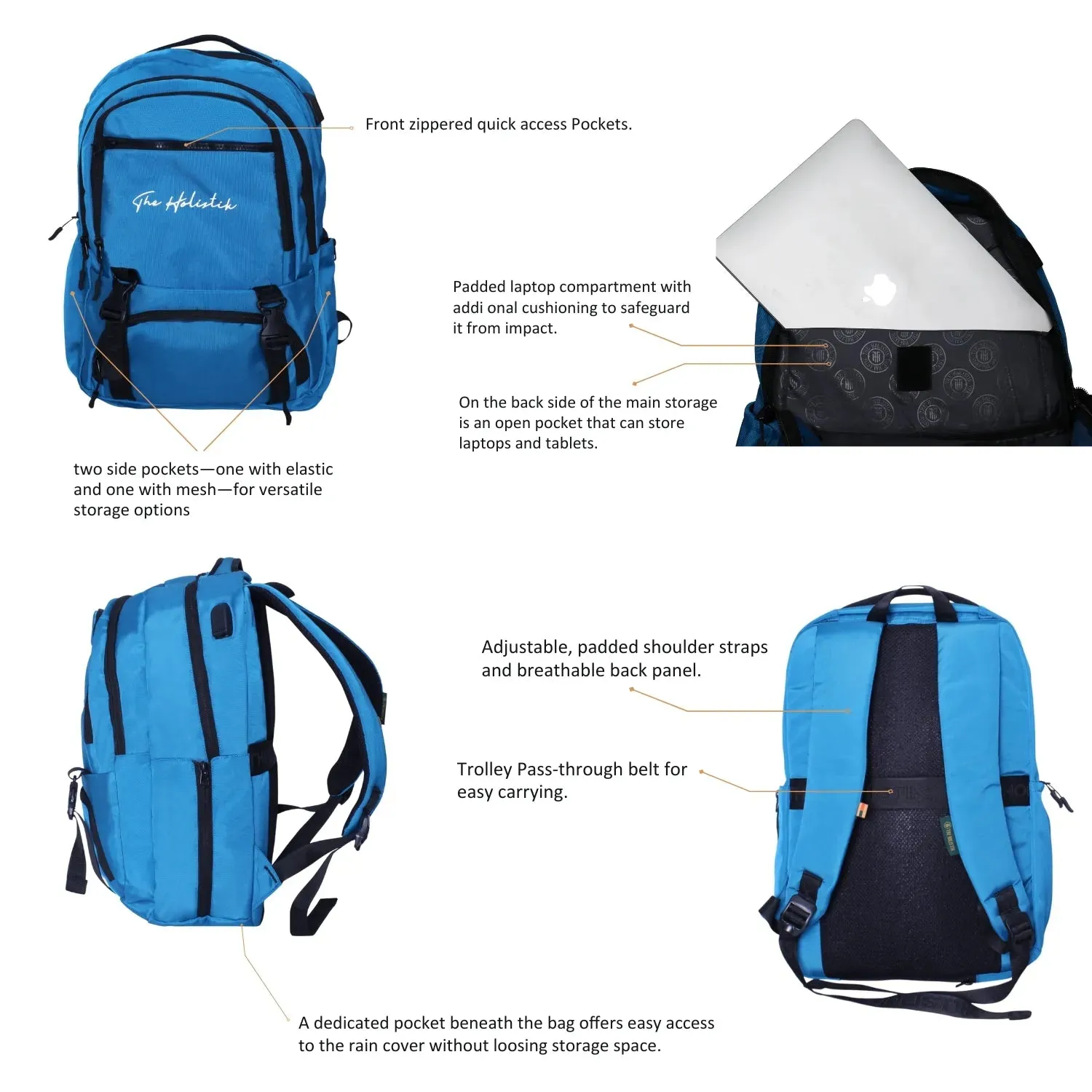 Blink Stylish Backpack | Laptop Compartment | Rain Cover | Multiple Pockets