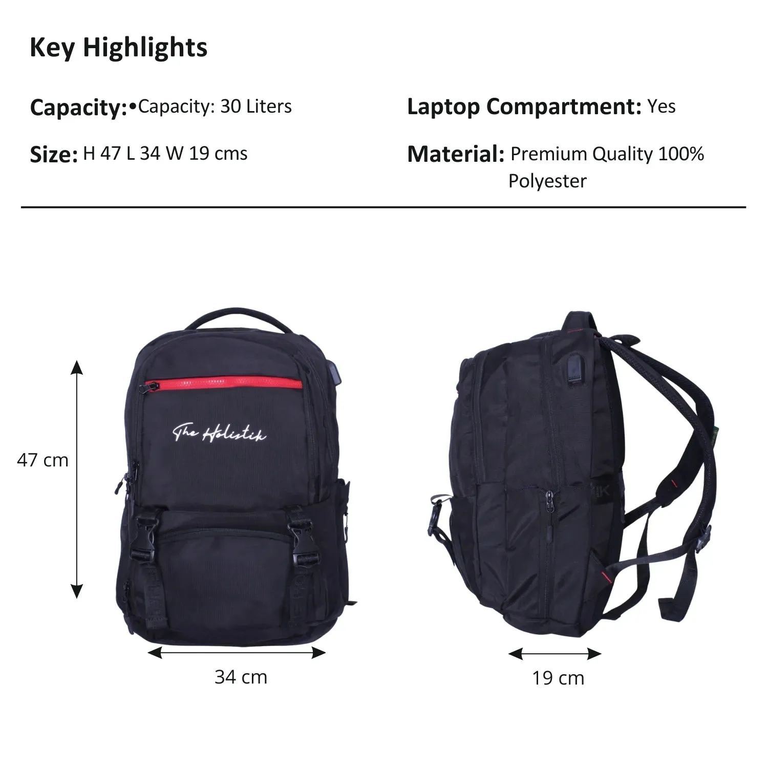 Blink Stylish Backpack | Laptop Compartment | Rain Cover | Multiple Pockets