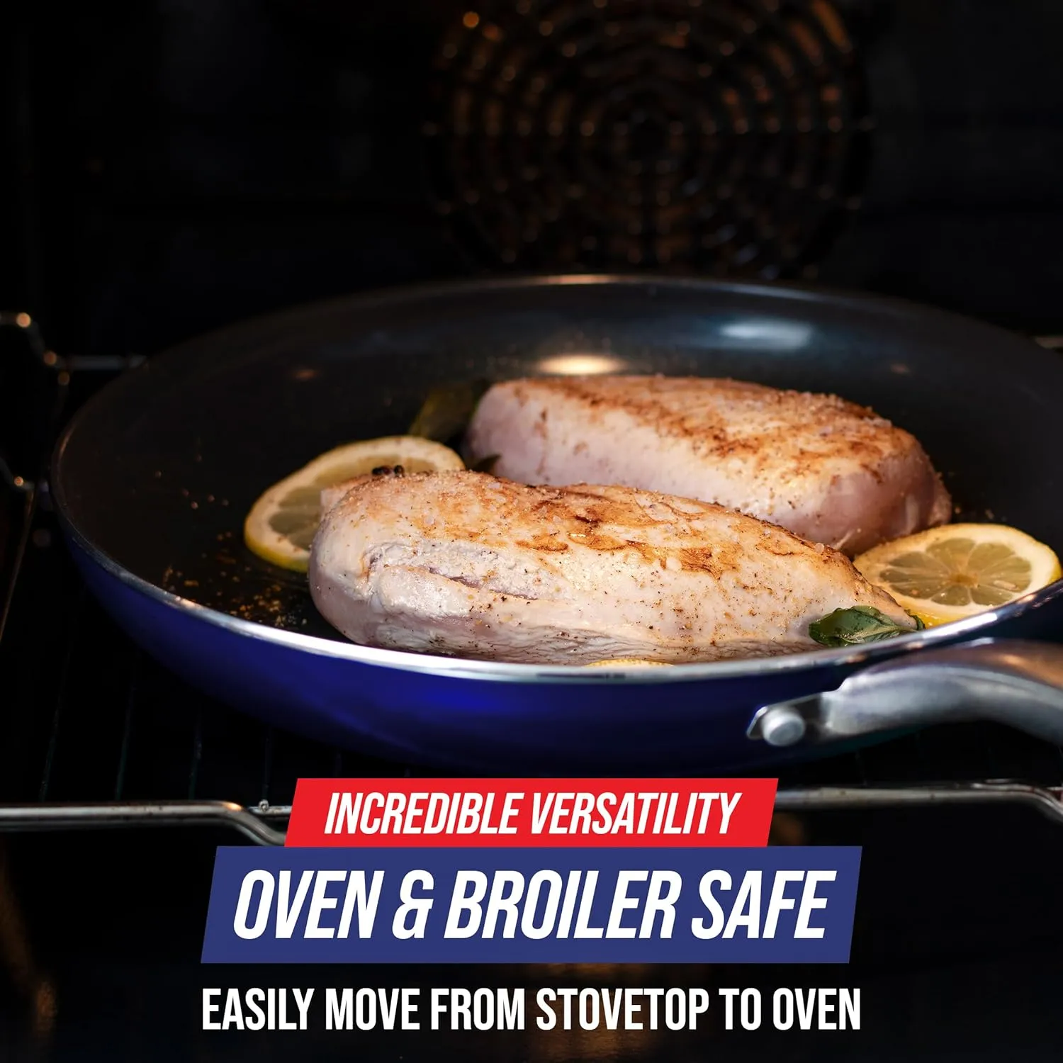 Blue Diamond 10" Nonstick Frying Pan Skillet, Diamond Infused PFAS & PTFE-Free Ceramic Pot, Dishwasher & Oven Safe, Stay Cool Handle, Durable Non Toxic Metal Utensil Safe, Egg & Omelet Pan, Blue