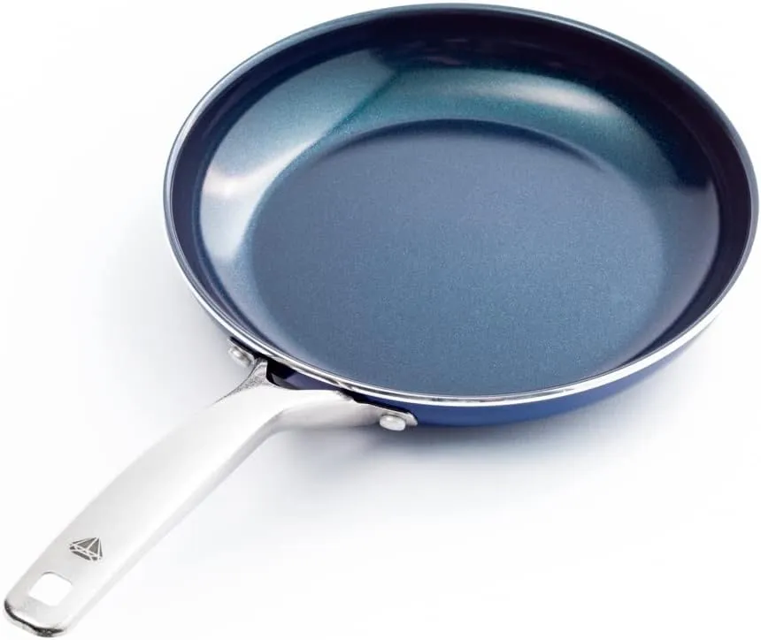 Blue Diamond 10" Nonstick Frying Pan Skillet, Diamond Infused PFAS & PTFE-Free Ceramic Pot, Dishwasher & Oven Safe, Stay Cool Handle, Durable Non Toxic Metal Utensil Safe, Egg & Omelet Pan, Blue